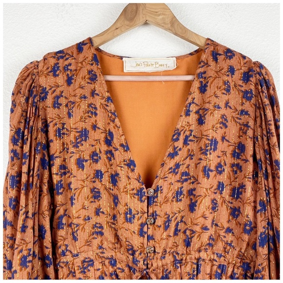 Jens Pirate Booty Wildflower‎ Tarot Blouse in Rust Size Small - Picture 5 of 10